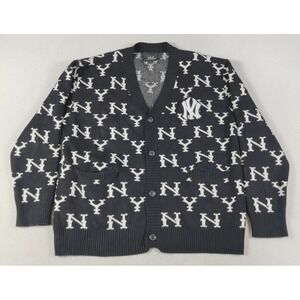 MLB New York Yankees Sweater‎ Mens Large Black Baseball Cardigan Knit RARE